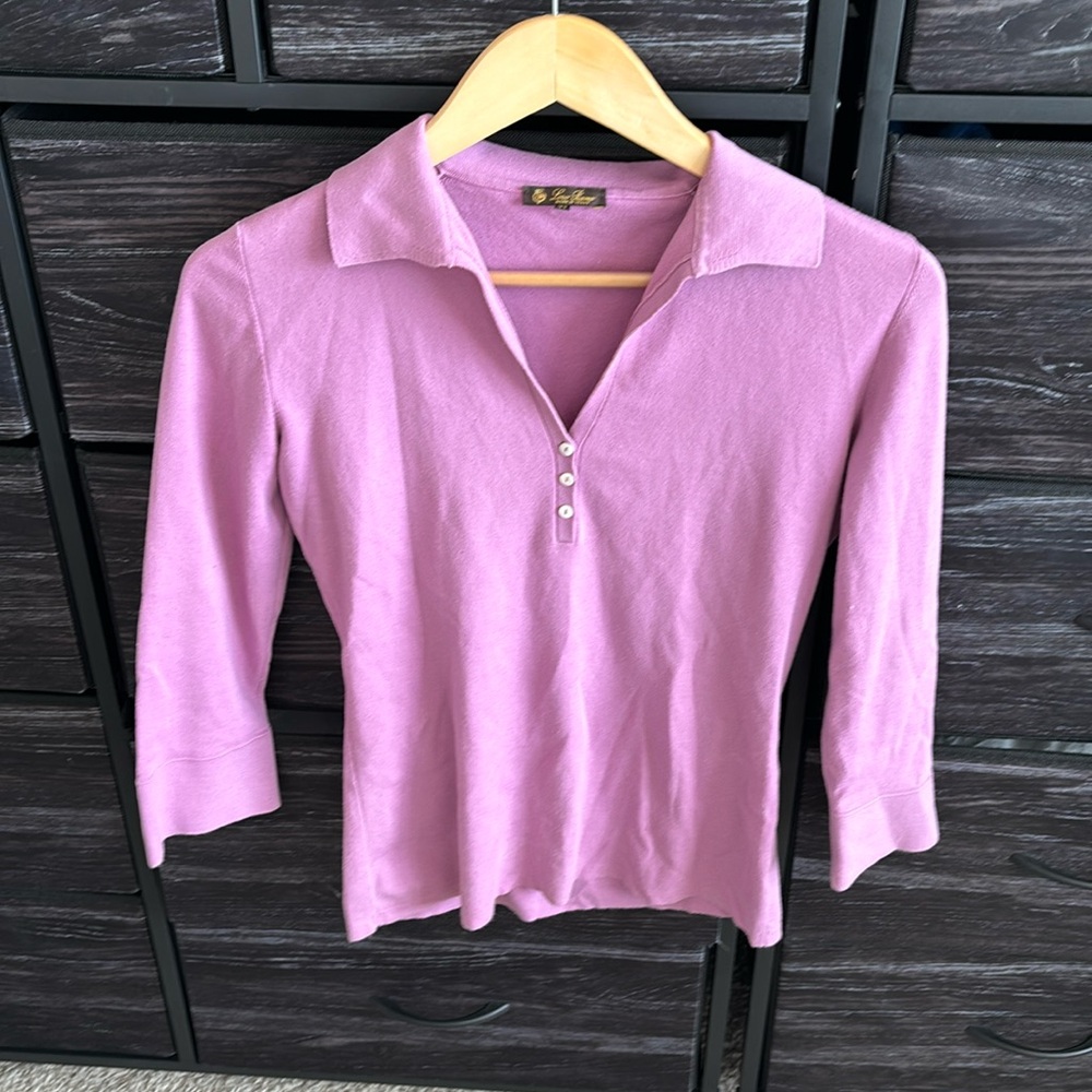 Loro Piana Pink/Purple Top 3/4 sleeves 100% cotton